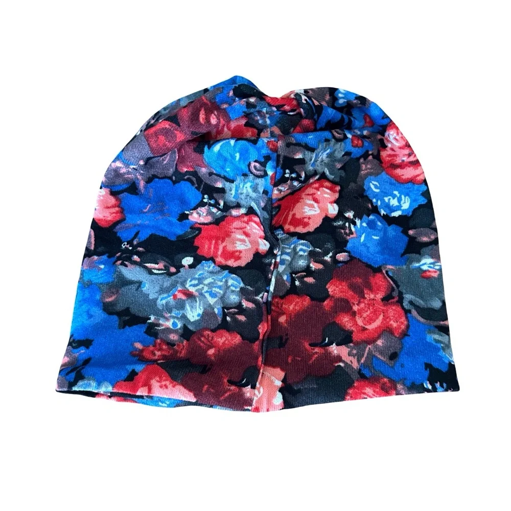 Bohemian Flower Print Versatile Slouchy Beanie or Scarf - Picture 2 of 5
